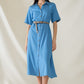 Q2 Blue Maxi Shirt Dress With Polo Collar