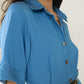 Blue Maxi Shirt Dress With Polo Collar