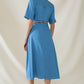 Blue Maxi Shirt Dress With Polo Collar