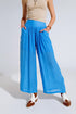 Q2 Blue Palazzo style Pants With Side Pockets And Thick Waist Band