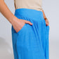 Blue Palazzo style Pants With Side Pockets And Thick Waist Band