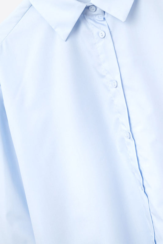 Blue poplin shirt with extra-wide cuffs