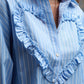 Blue Relaxed Striped Shirt With Heart Seam Detail