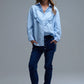 Blue Relaxed Striped Shirt With Heart Seam Detail