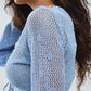 Cárdigan corto de crochet azul con detalle de lurex