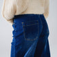 Blue Straight Jeans With Seam Details