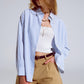 Blue Striped Button Up Blouse