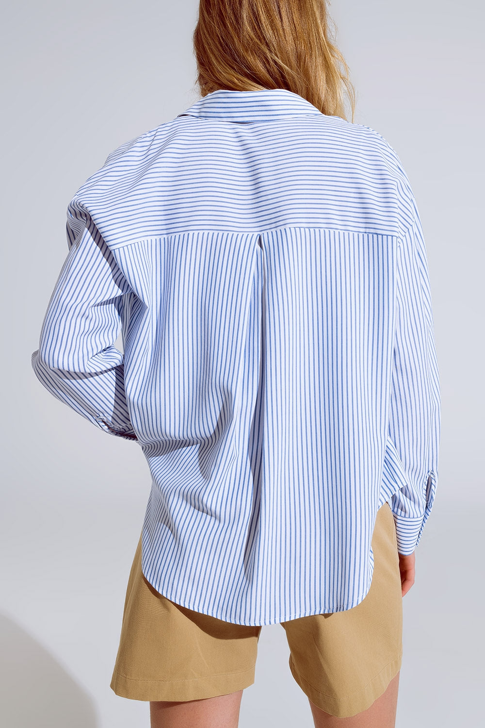 Blue Striped Button Up Blouse