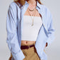 Blue Striped Button Up Blouse