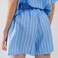 Blue Striped Flowing Shorts