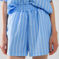 Blue Striped Flowing Shorts