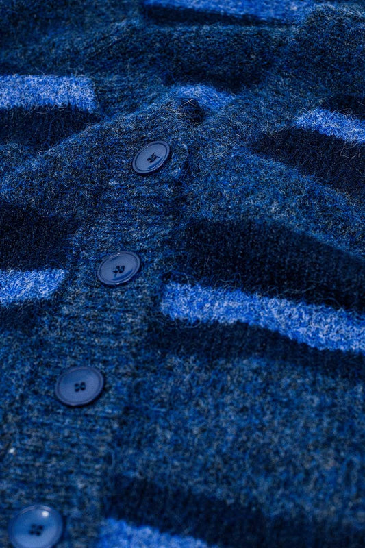 blue striped fluffy cardigan