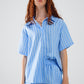 Q2 Blue Striped Short-Sleeved Shirt