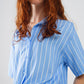 Blue Striped Short-Sleeved Shirt