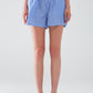 Q2 Blue Striped Shorts with Elastic Waist and Pockets