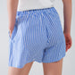 Blue Striped Shorts with Elastic Waist and Pockets