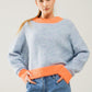 Q2 Oversized light blue/orange knit sweater