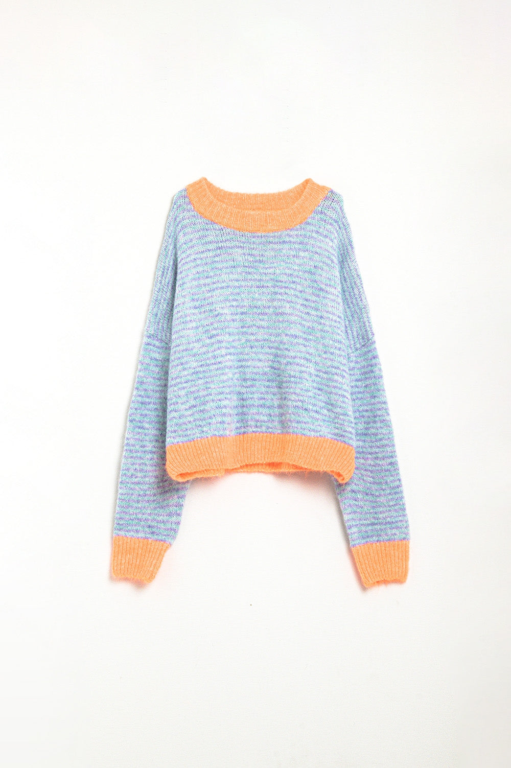 Oversized light blue/orange knit sweater