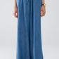 Q2 Blue tencel Denim-Style Wide-Leg Fluid Pants