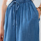 Blue tencel Denim-Style Wide-Leg Fluid Pants