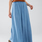 Blue Tencel Denim-Styled Maxi Skirt