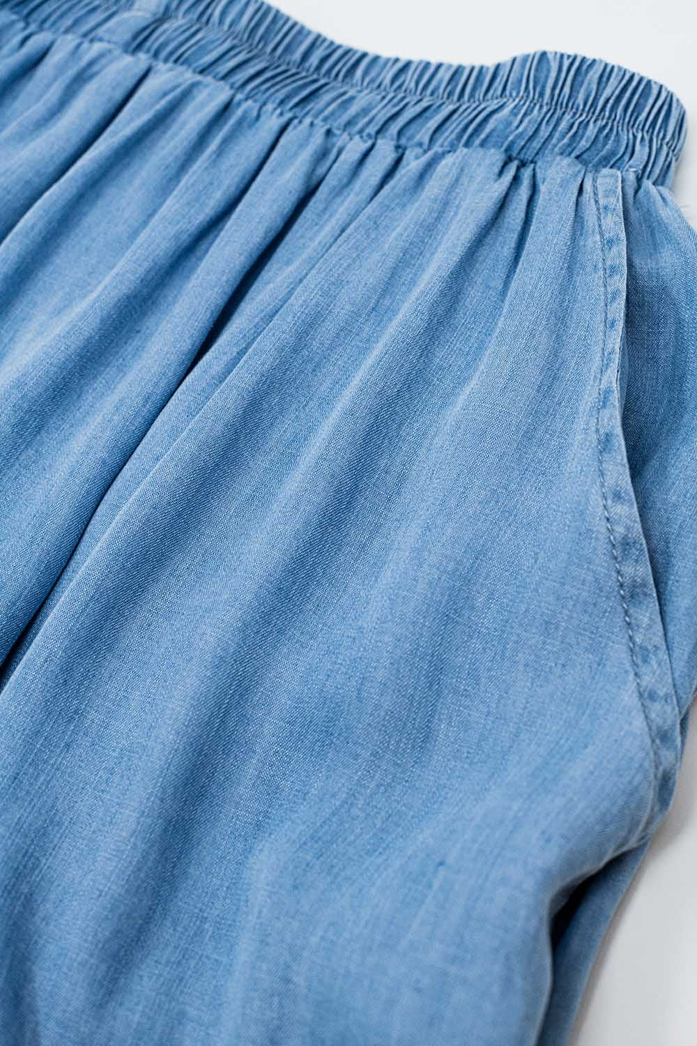 Blue Tencel Denim-Styled Maxi Skirt