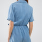 Blue Tencel Denim Wrap Front Jumpsuit