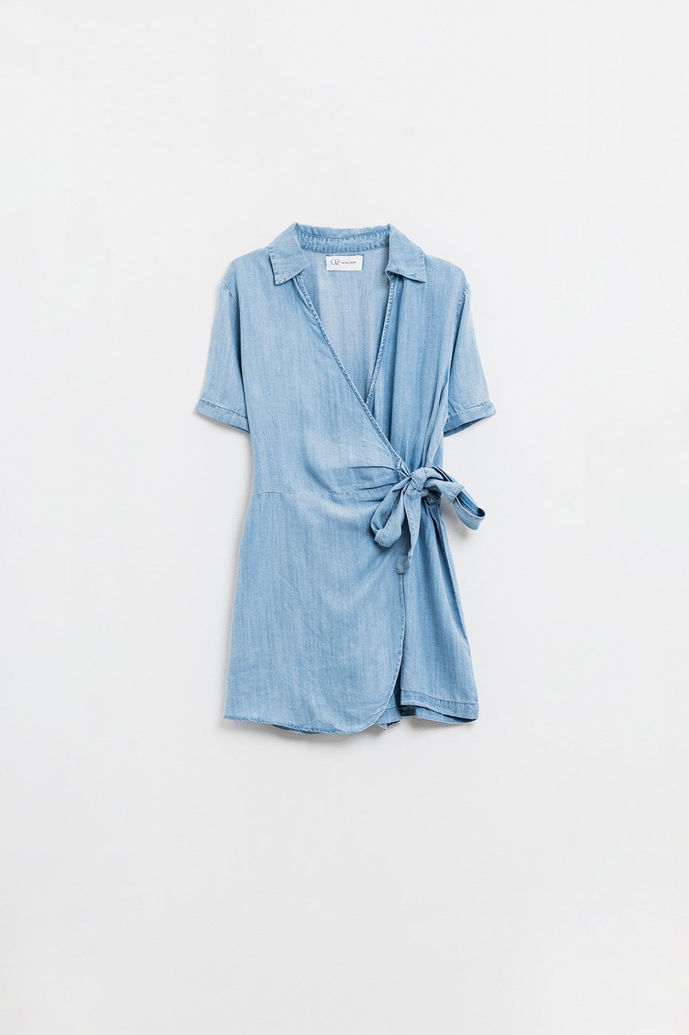 Blue Tencel Denim Wrap Front Jumpsuit