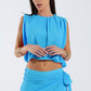 Q2 Blue Top With Ruche Design