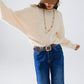 Q2 Boat Neck Chunky Rib Sweater in Cream