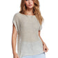 Q2 Boat Neck Ribbed Sweater With Cap Sleeves in Beige