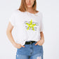 Q2 Boat neckline Relaxed fit T-shirt fluor good vibe logo