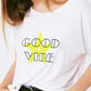 Boat neckline Relaxed fit T-shirt fluor good vibe logo