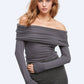 Q2 Bodycon Off Shoulder Top In Grey