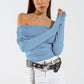 Q2 Bodycon Off Shoulder Top In Light Blue