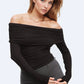 Q2 Bodycon Off Shoulder viscose Top In Black