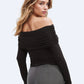 Bodycon Off Shoulder viscose Top In Black