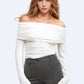 Q2 Bodycon Off Shoulder viscose Top In White