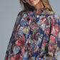 Q2 Boho-Chic Printed Ruffle Blouse in Metallic Palms Print