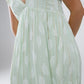 Boho Maxi Babydoll Dress With Leaf Print and Lurex in Mint