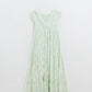 Boho Maxi Babydoll Dress With Leaf Print and Lurex in Mint