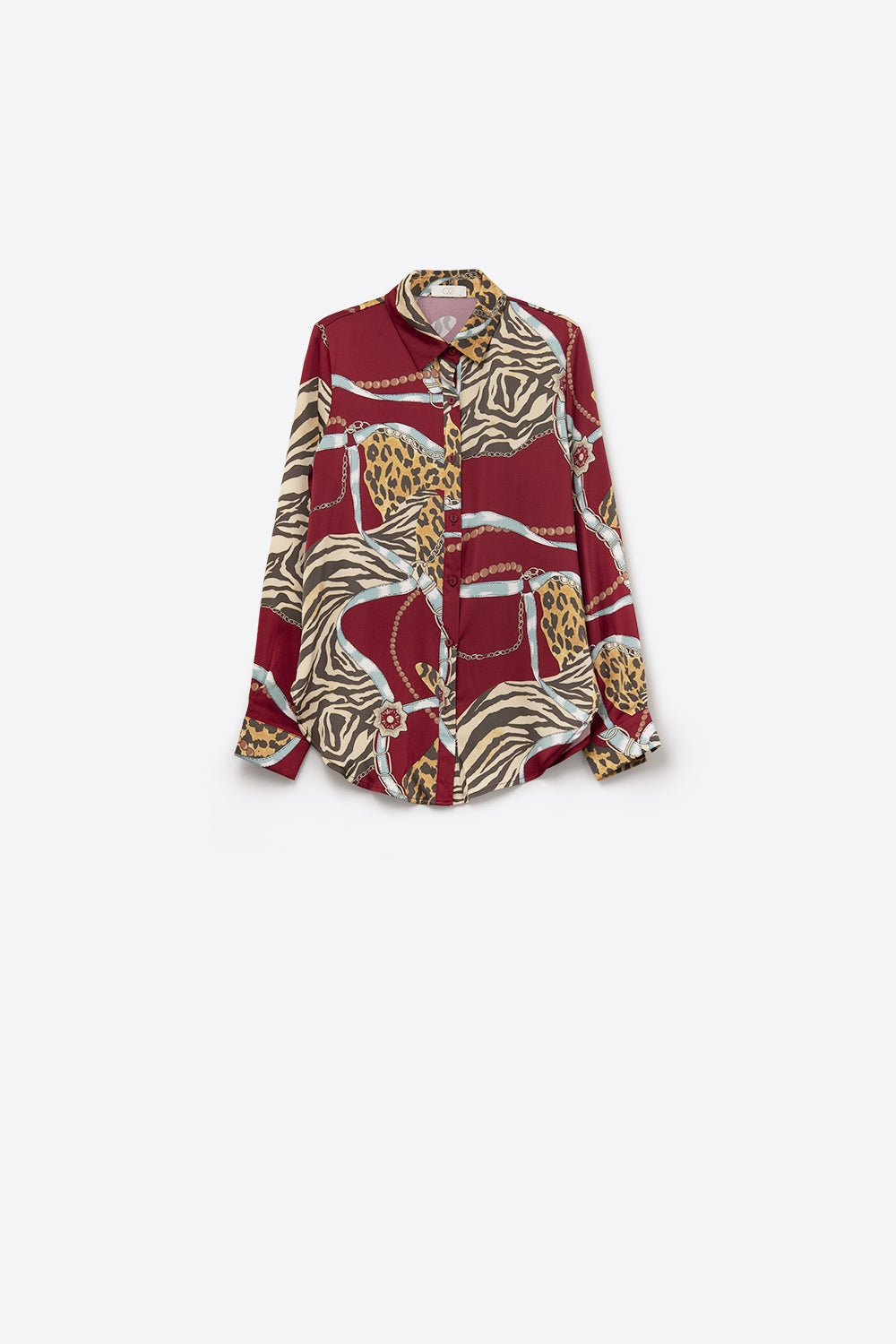 Bold Red Abstract Print Long-Sleeved Shirt