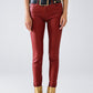 Q2 Bordeaux Faux Leather Super Skinny Pants