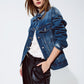 Q2 boyfriend relaxed denim jacket in dark wash