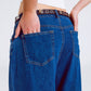 Boyfriend Wide leg  five pocket jeans in dark wash