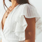 Broderie Wrap Crop Top in White