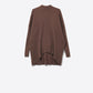Q2 Brown Asymmetric Ribbed Knit Sweater Tunic