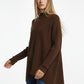 Brown Asymmetric Ribbed Knit Sweater Tunic
