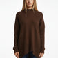 Brown Asymmetric Ribbed Knit Sweater Tunic