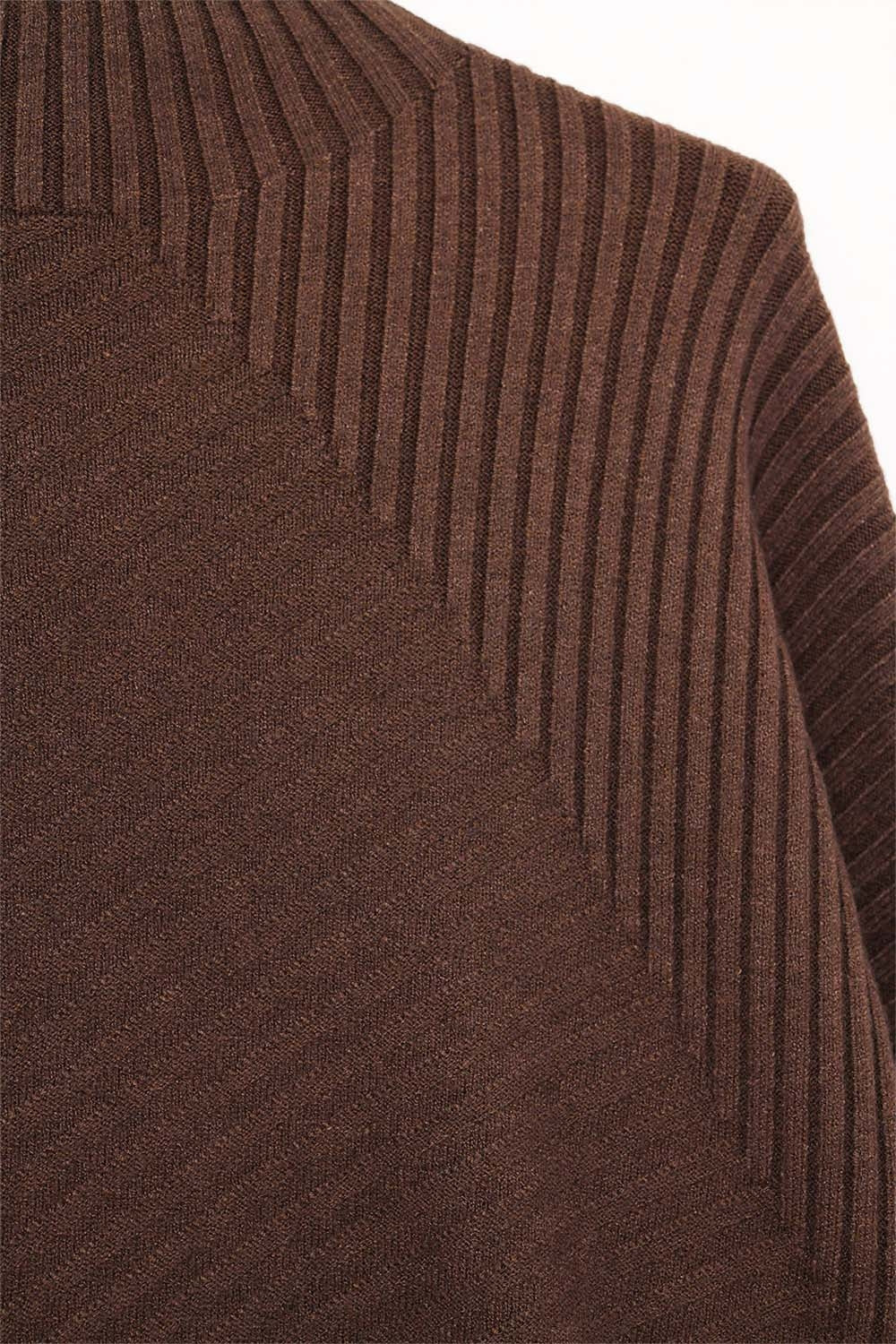 Brown Asymmetric Ribbed Knit Sweater Tunic